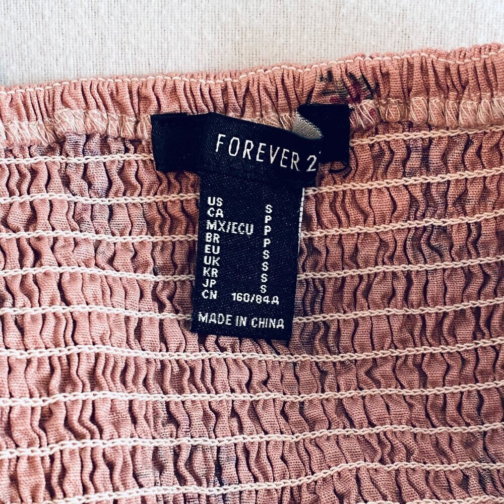 Forever 21 pink floral mini dress Womens Small stretch retro flowers body con - Picture 9 of 10